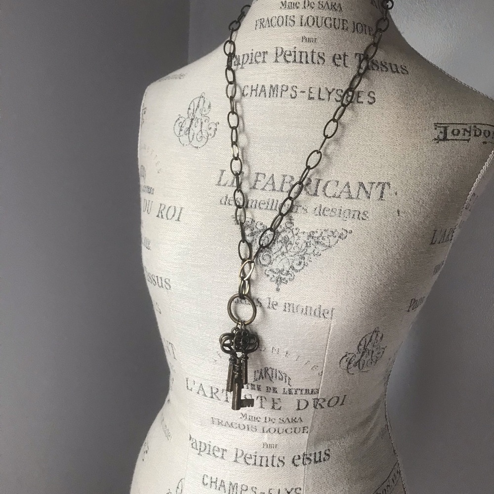Long Gold Key Chain Necklace
